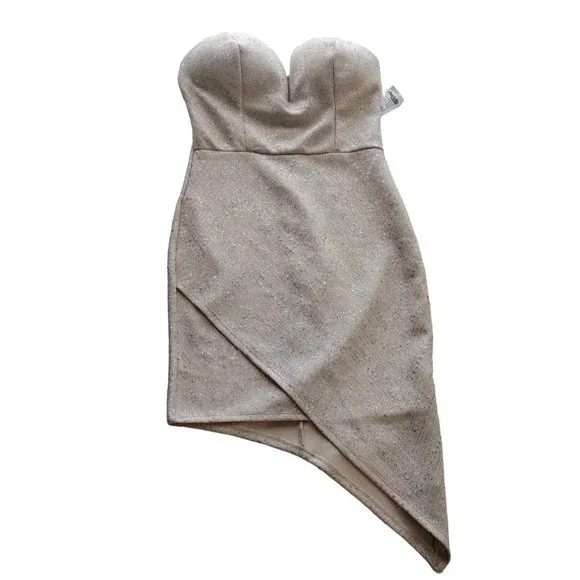 Charlotte Russe Dresses | Charlotte Russe Dress Womens Small Strapless Asymmetrical Hem | Color: Cream/Silver | Size: S